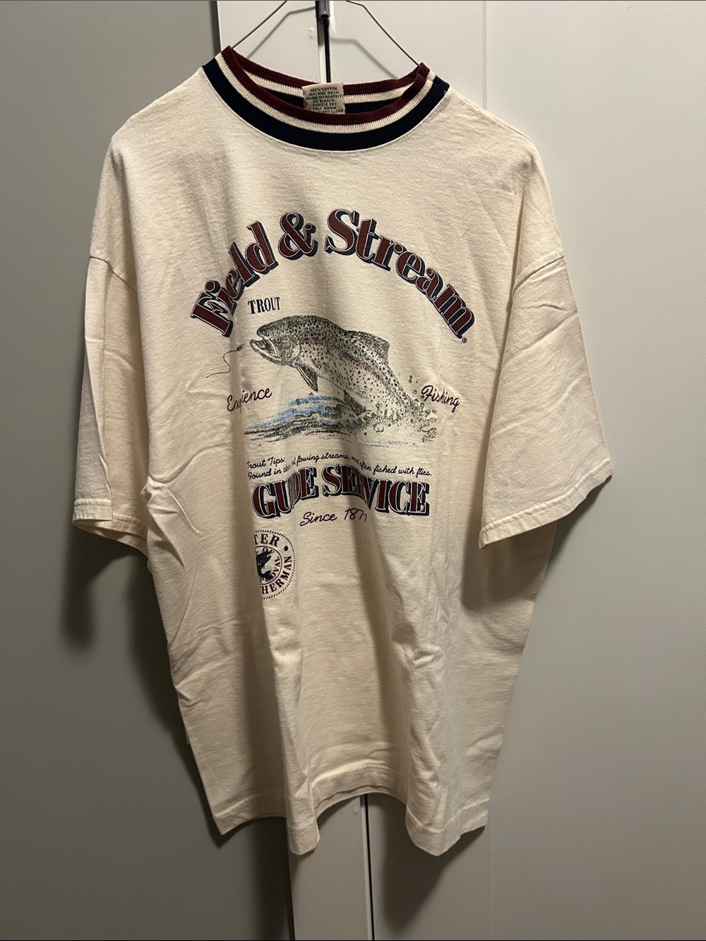 Field & Stream Vintage Short-Sleeve Tee with Trout Graphic and Striped Collar